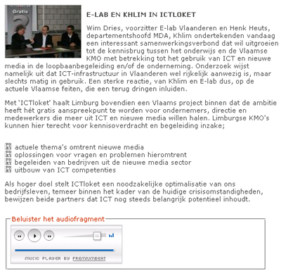 Werken In Limburg - E-Lab en KHLim in ICTloket